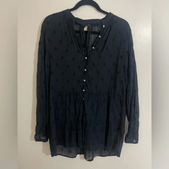 Anthropologie Pilcro Embroidered Sheer Black Pullover Long Sleeve Tunic - Picture 11 of 11